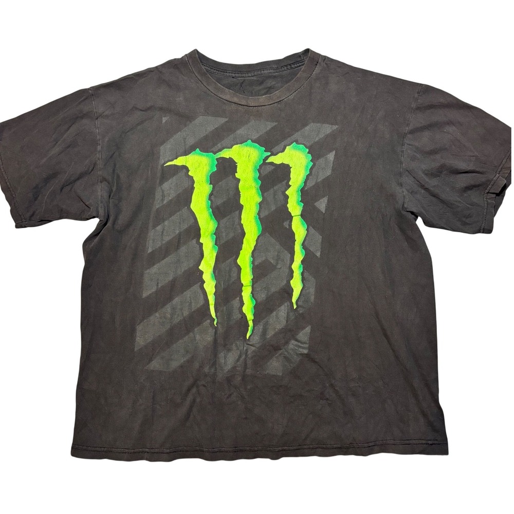 Monster Energy Graphic T-Shirt Mens XL Black Vintage Fade Claw Logo Tee